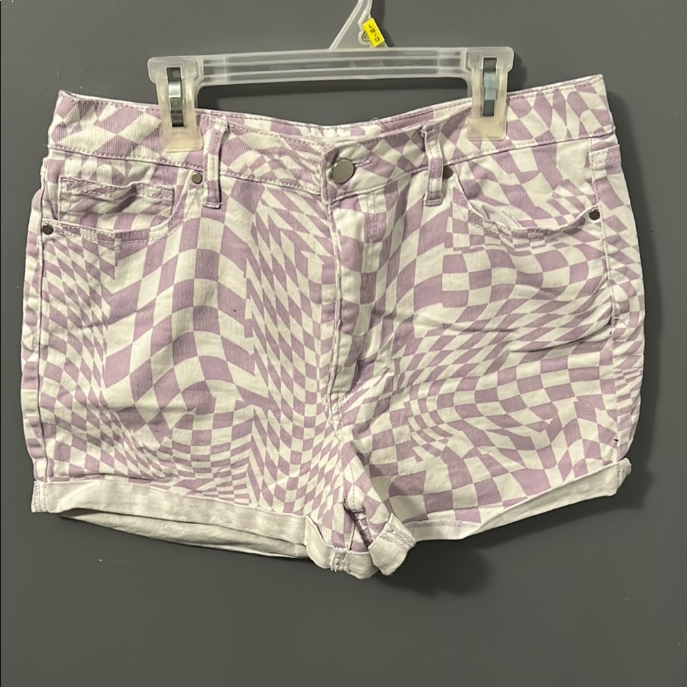 Purple and White Women's Shorts